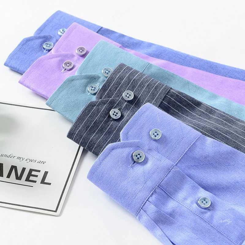 7XL 6XL 5XL Large Formal Mens Shirt Long Sleeve Plain Printed Intelligent Casual Button Fashion Luxury Social Shirt X241007