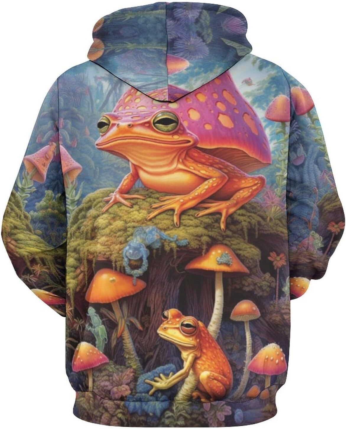 Hoodie for Mens Womens Unisex Psychedelic Forest Frog Sweatshirt Novelty Autumn Winter Pullover Hoodie Graphic Hoodies sweatshirt Pullover Long Sleeve