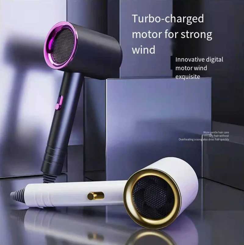 Hair Dryer Lightweight Blue Negative Ion Fast Dry Hair Small Low Noise Salon Household Electric Cold And Hot Hair DryersXJ241021