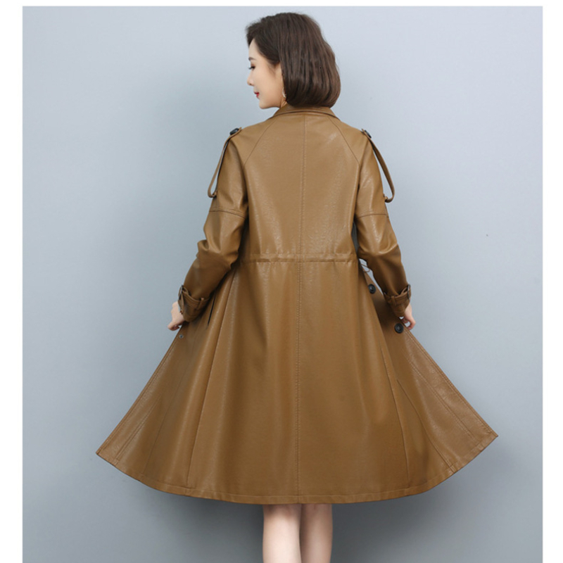 2023 Autumn Genuine Leather Jacket Real Sheepskin For Women New Outerwear Lapel Womens Trench Coat Long Sleeve