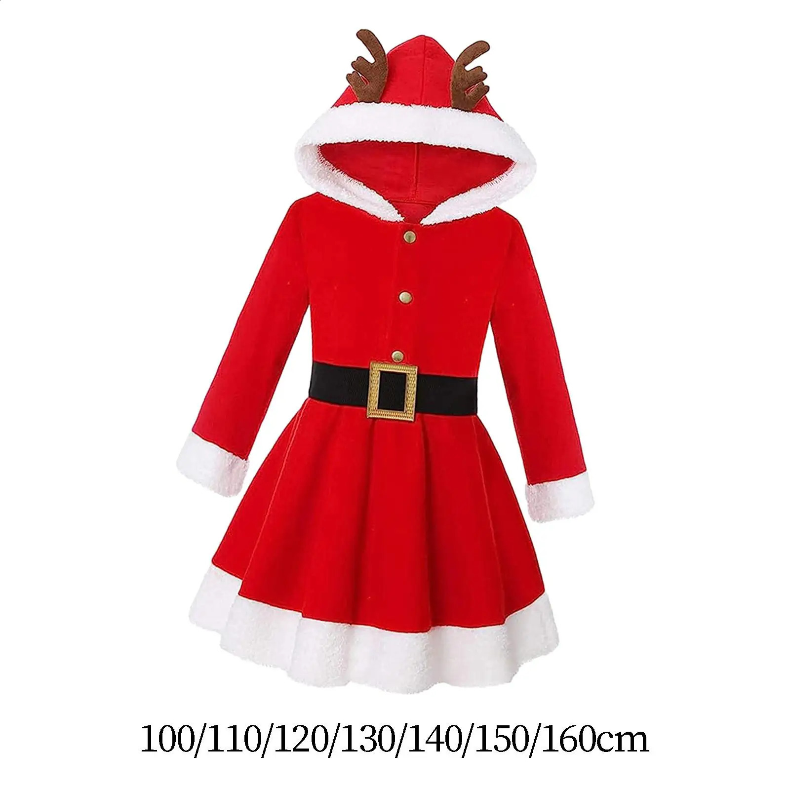 Elk Christmas Dress Costume Hoodie Winter Velvet Role Playing Womens Birthday Party 241007