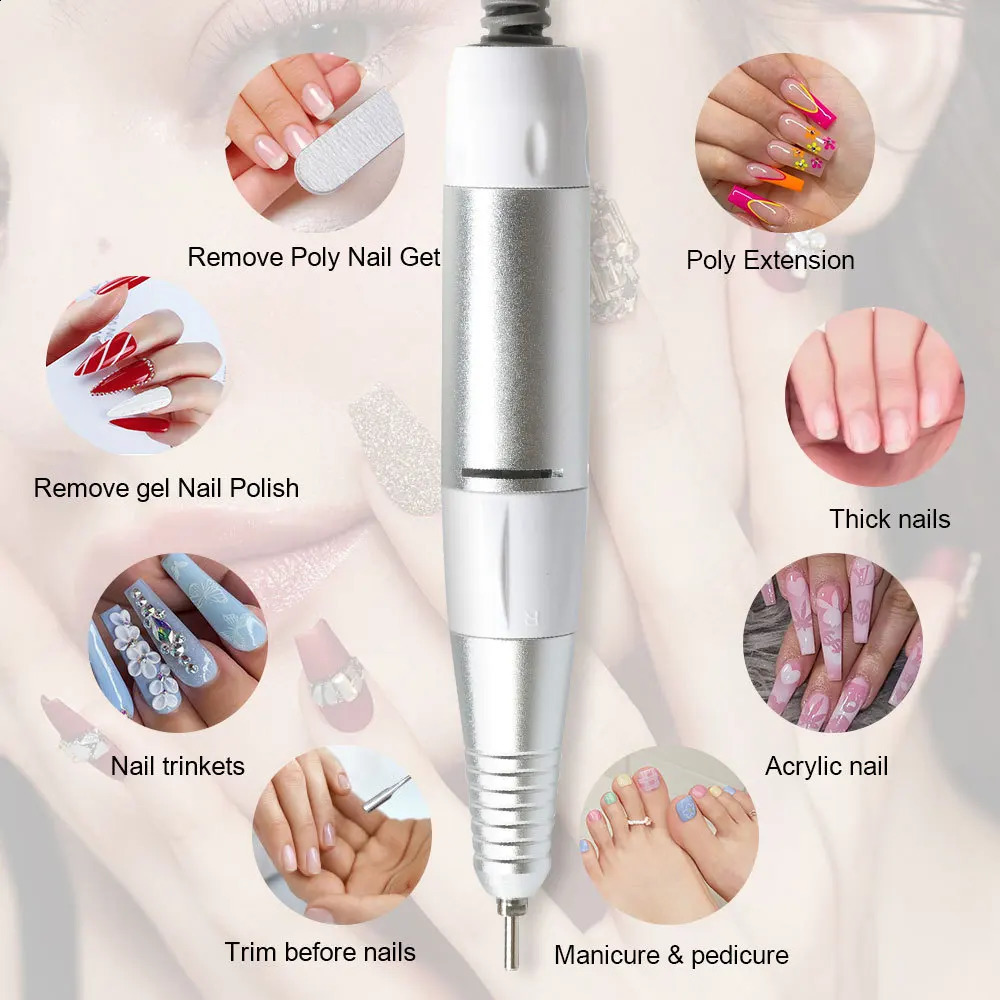 Electric nail drill pen handle file polishing and grinding machine handle manual tool 5-pin plug nail drill accessories 241007