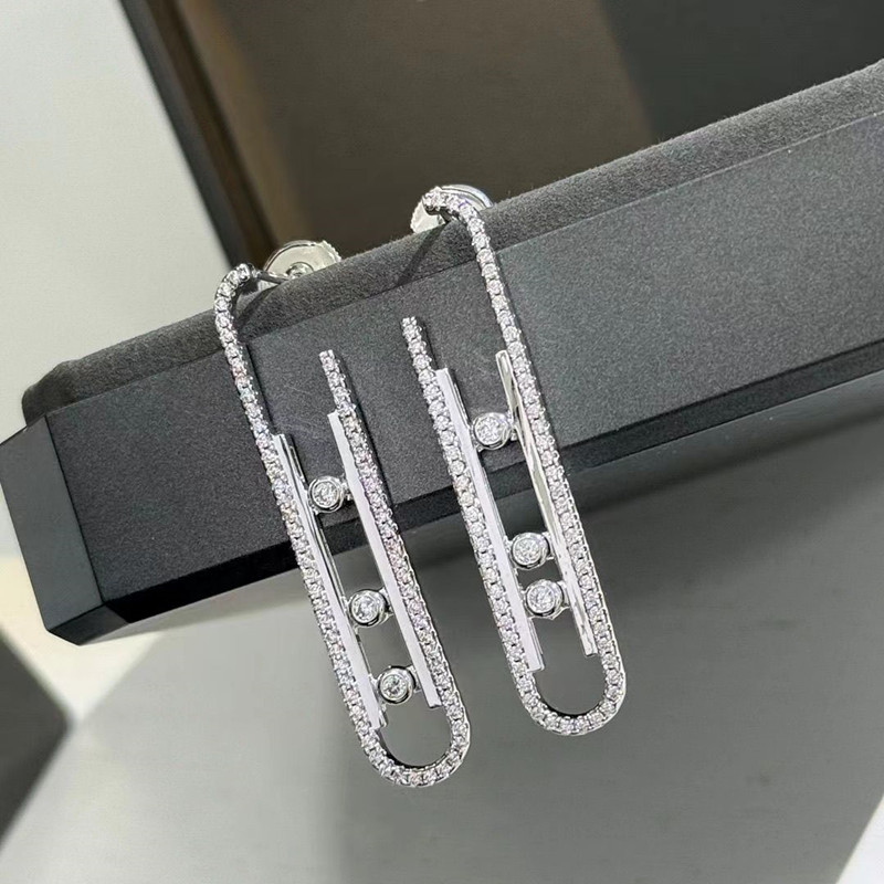 high quality designer earrings fashion v gold earrings messie designer jewelry sliding diamond earrings birthday present jewelry woman