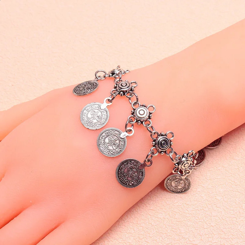 Bohemian girl necklace retro tribal ethnic retro style metal charm coin gypsy ankle chain summer Bohemian jewelry 241007