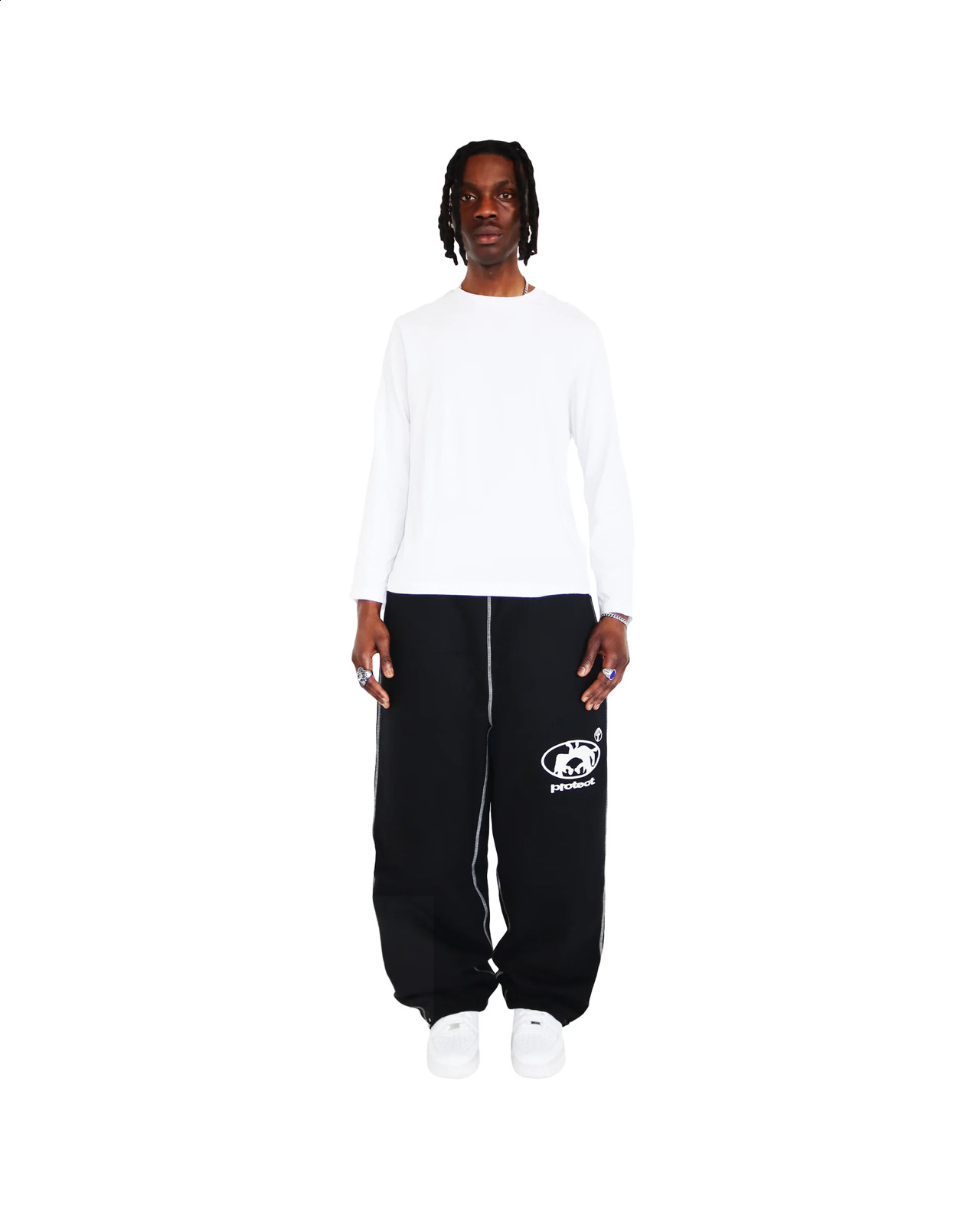 PROTECT Sweatpants Y2K Pants Gothic Hip Hop Cartoon Embroidery Baggy Casual Pants Womens Mens Elastic Waist Jogging Trouser 241007