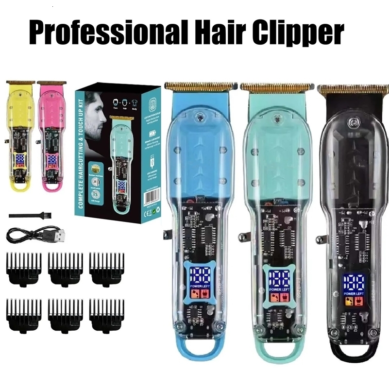 T9 Rechargeable Hair Clippers Transparent Professional Electric Trimmers For Men Cordless Cut Machine y240911