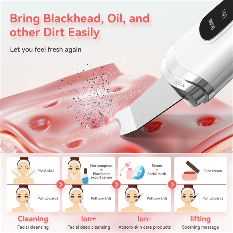 Ultrasonic Skin Scrubber Face Spatula Exfoliator Scraper and Blackhead Remover Pore Cleaner Deep Cleansing y240911