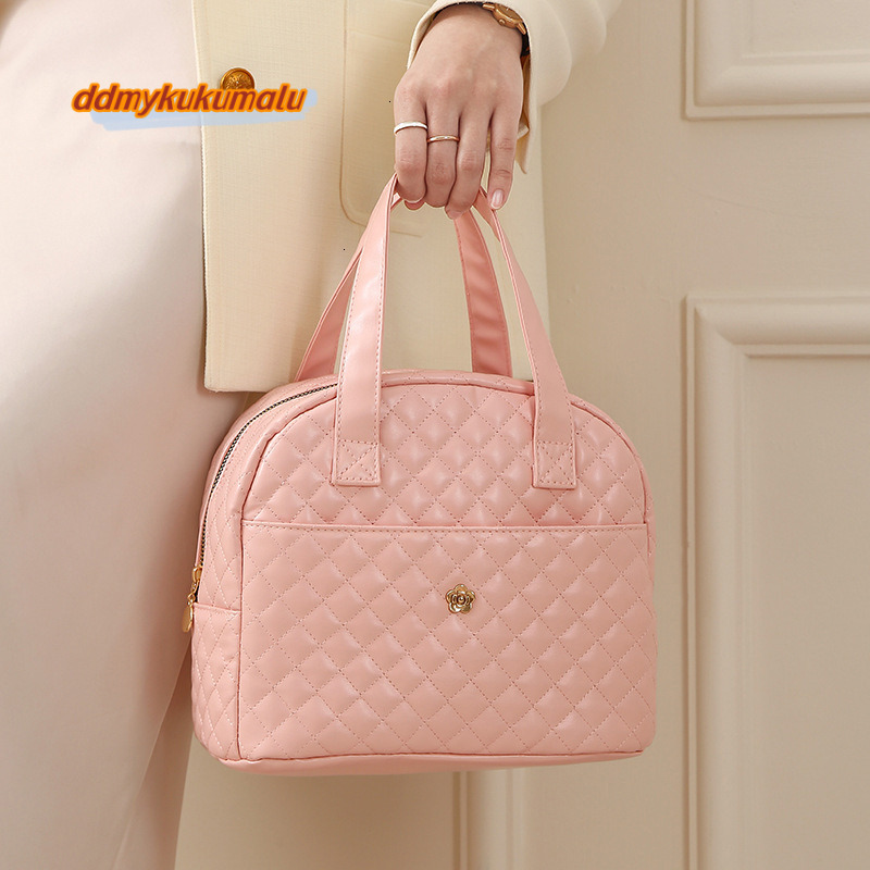 PU Leather Plaid Pattern Lunch Women's Fashion Big Capacity Zipper Portable Thermal Food Bags Picnic Travel Insulation Bag H6.27#18 ddmykukumalu