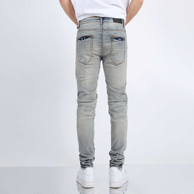 designer european jean hombre mens trousers biker embroidery ripped for trend cotton fashion jeans men cargo pants black hip Free shi