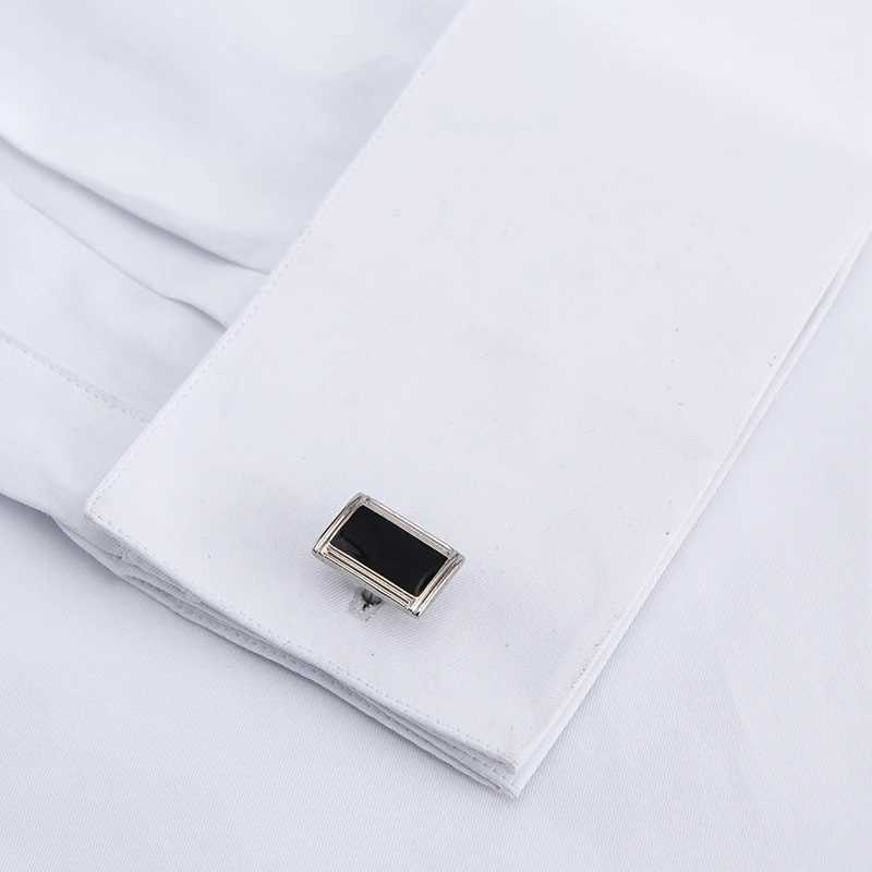 Mens classic French cuffed dress with long sleeves and no pockets tailcoat mens shirt with cufflinks formal party wedding white and blue X241007