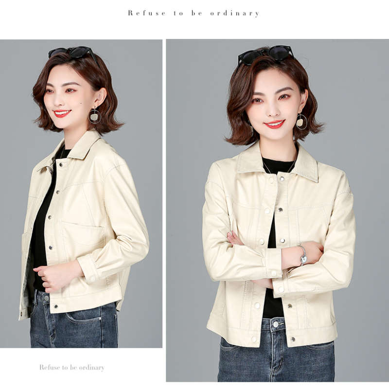 2023 Spring Genuine Leather Women Real Sheepskin Aviator Lapel Womens Bomber Jacket Female New Outerwear Coats