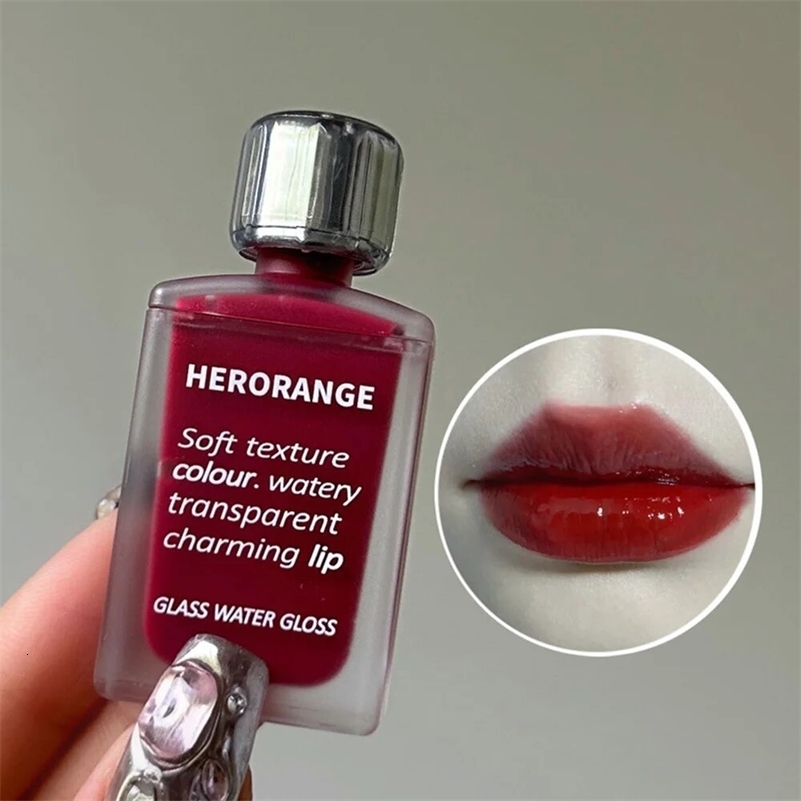 Lightly Glass Water Gloss Herorange Lip Glaze Mirror Moisturizing Plump Lips Not Easy To Stick The Cup LongLasting Makeup y240911