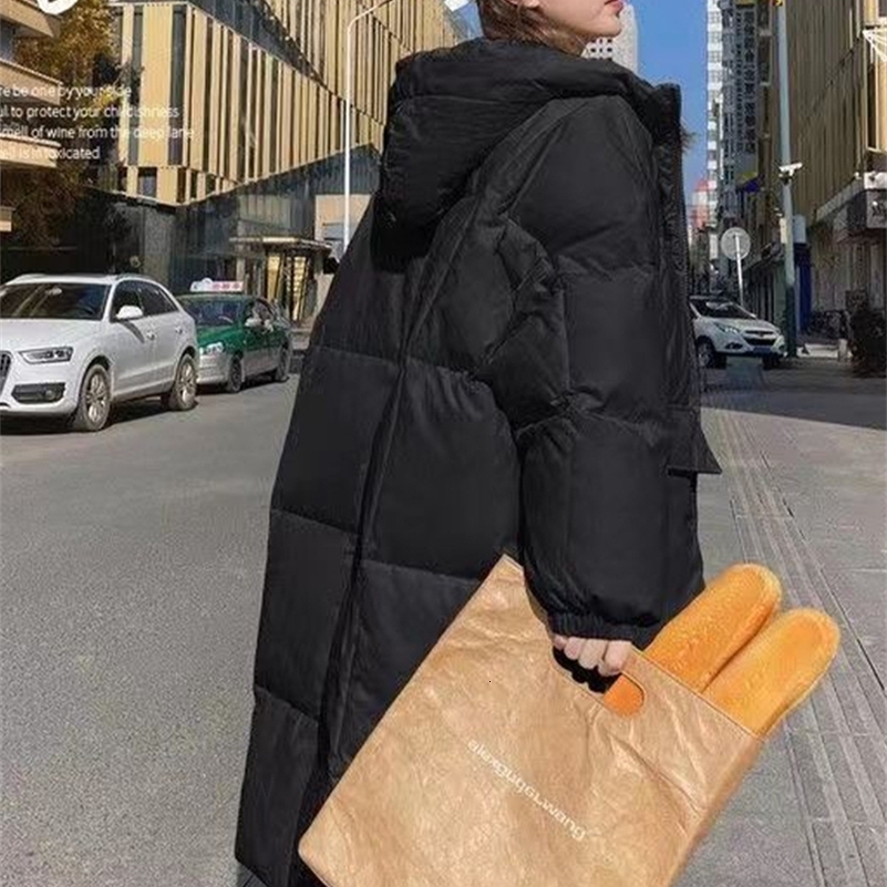 Down Cotton Parkas Women Long Padded Jacket Winter Female Oversized Loose Warm Coats Ladies Korean Fashion Hooded Long Jacket 240930