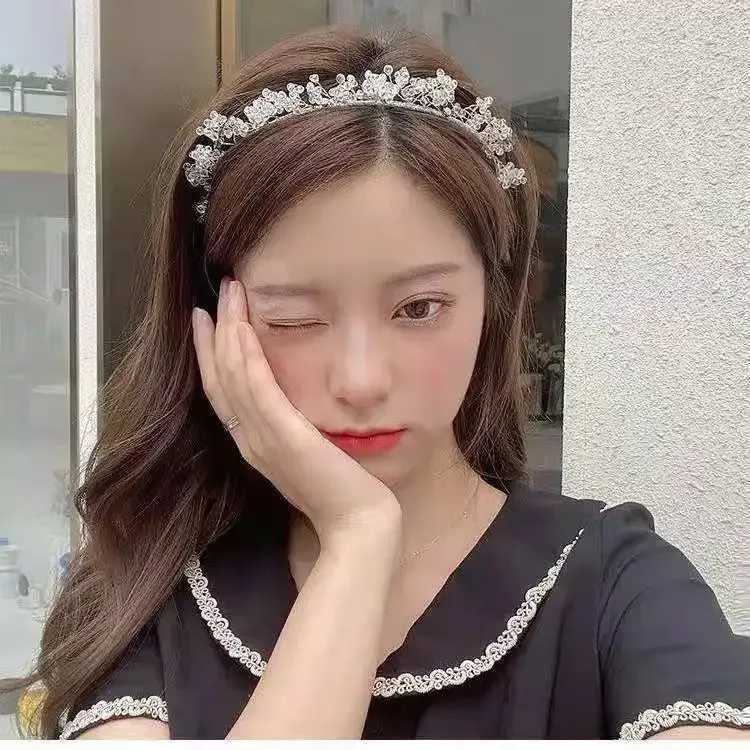 Fairy Headband Super Style Pressed Hair Elegant Girl Korean Crystal Exquisite French Rhinestone Fashionable Hair AccessoriesX24