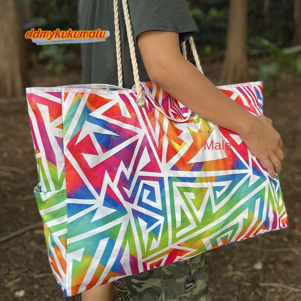 Oxford Cloth Open Pocket Summer Large Capacity Beach Bag Blue and White Striped Handbag H6.27#23 ddmykukumalu