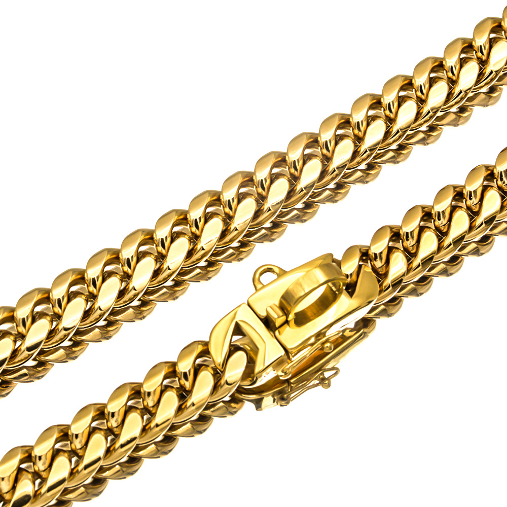 Gold Stainless Steel Cuban k Chain 14mm Wide Metal Pet Necklace for Small Medium Large Dog Collar Product