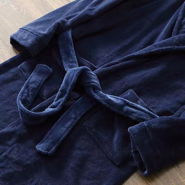 Designer's Autumn, Winter, Coral Flannel Men's Bathrobe, Velvet Home Clothes, Pajamas, Long And Thick Nightgown