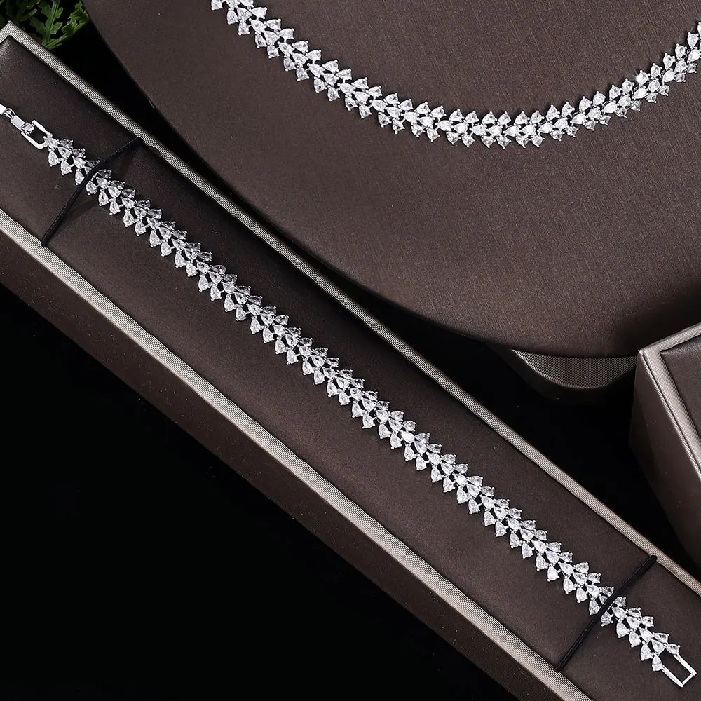 selling bridal cubic zirconia jewelry set womens four piece wedding accessories in Europe and the United States 241007