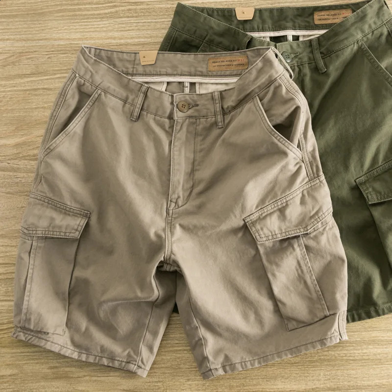 Summer Mens Shorts Workwear Shorts Loose Straight Trendy Multi Pocket Casual Capris Cargo Shorts 241007