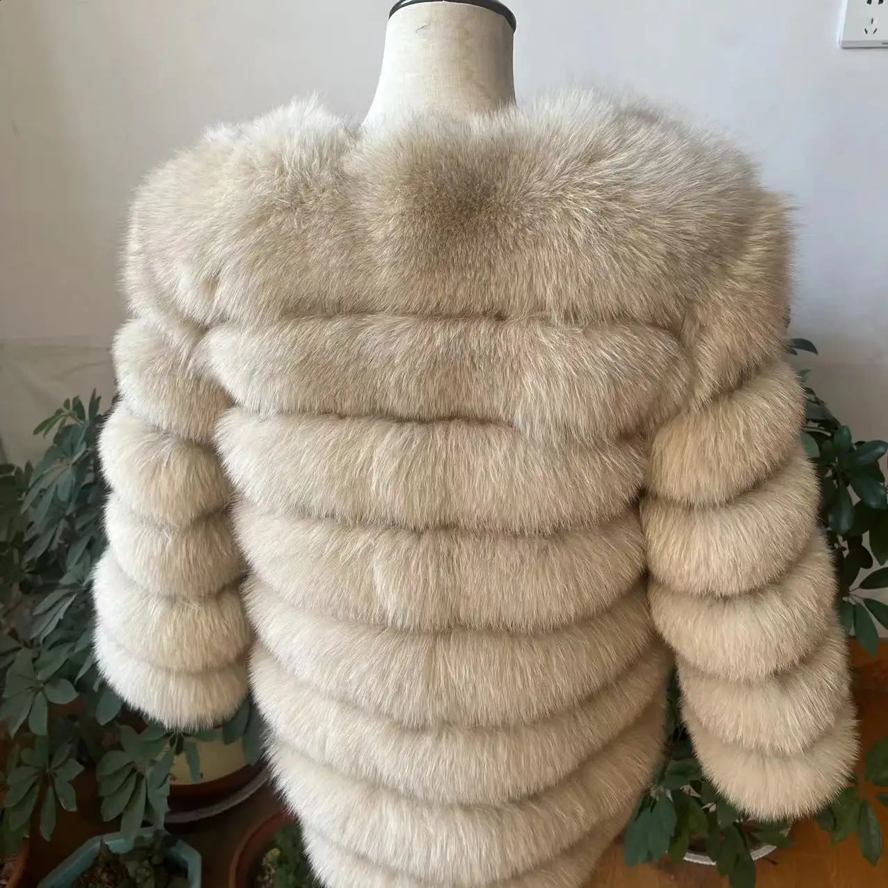 Womens natural fox fur long coat winter jacket warm jacket fashionable 70cm 4-in-1 240923