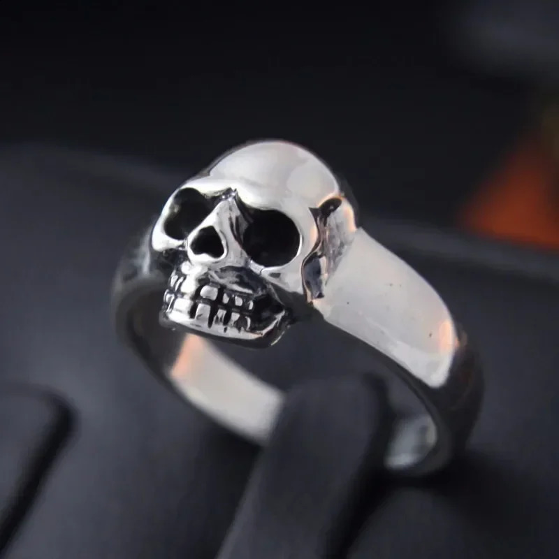 ZABRA Real 925 sterling silver punk skull ring mens retro ring mens couple fashion cool jewelry Anillos De Plata 925 240921