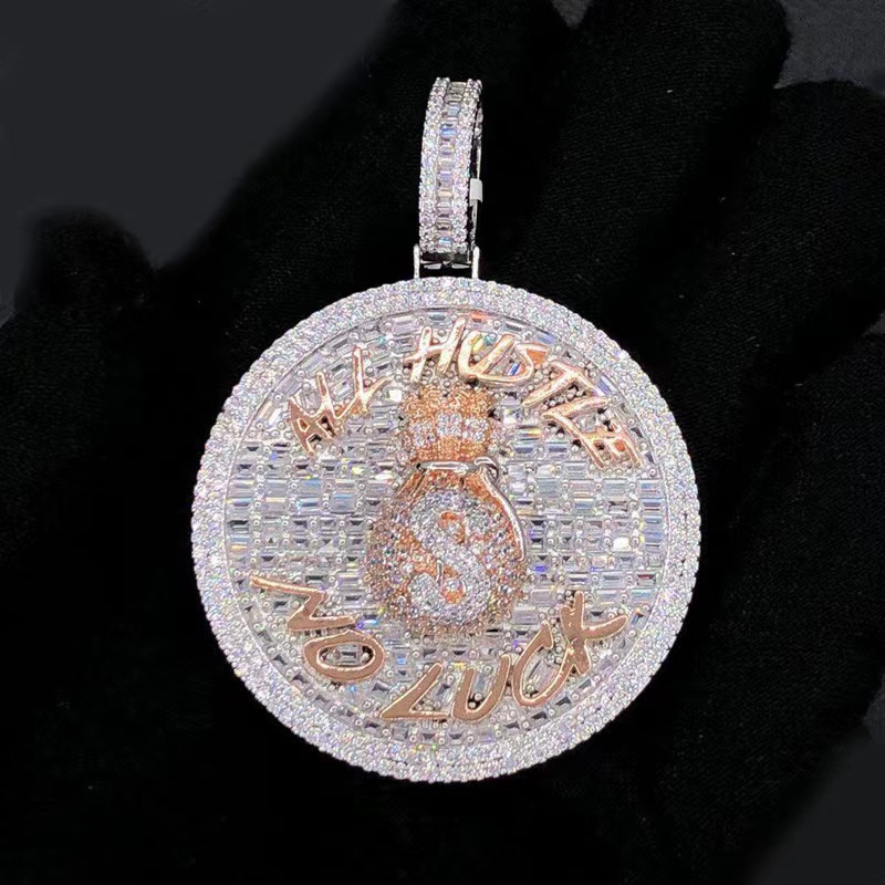 necklace moissanite chain Customised Spinner 26 Name letters Iced out 925S Moissanite Diamond Custom Pendant letter Jewelry