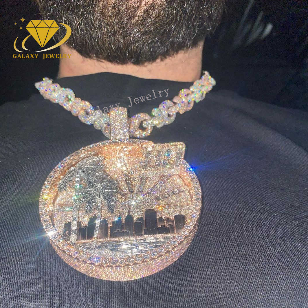 hip-hop rapper with exaggerated personality Trendy Mossanite Jewelry Sterling Sier Custom Dia Chain Iced Out Hip Hop Pendant Necklace