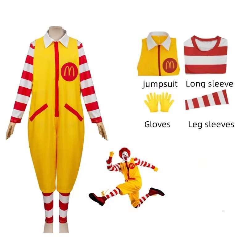 2024 Halloween Costume Masquerade Stage Performance Cosplay Costumenew Ronald Mcdonald Cos Clothing Classic Clown Characterr