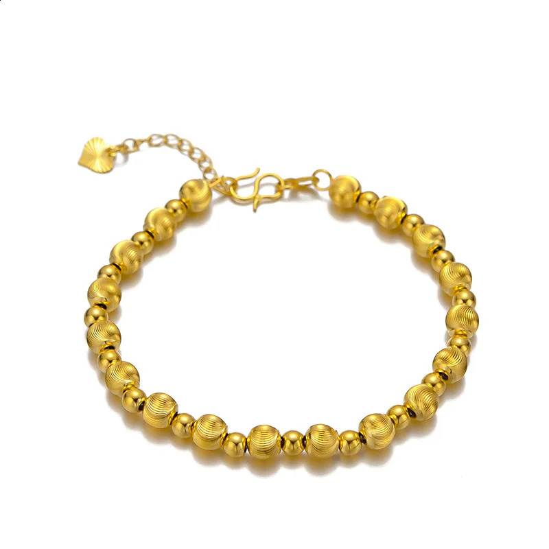 24k Real Gold Cats Eye Gold Bead Bracelet suitable for women simple and fashionable Versatile Gold Jewelry 240929