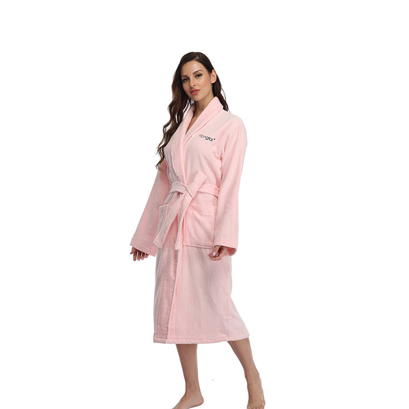Designer Pure Cotton Hooded Nightgown Home Wear Hotel Autumn And Winter Pajamas Extended Cut Velvet Couple Bathrobe
