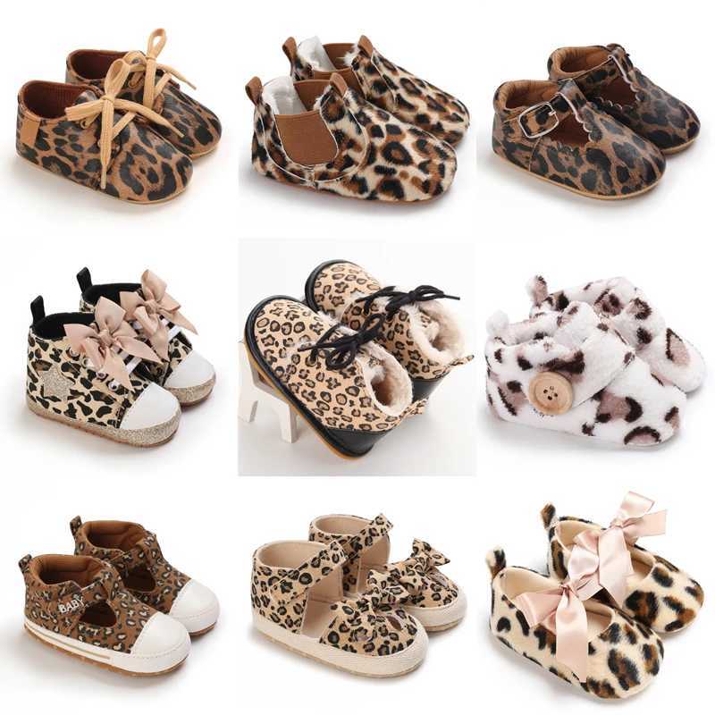Leopard themed baby shoes for boys newborns infants and toddlers with a casual cotton sole that is non slip breathable and suitable for the first step