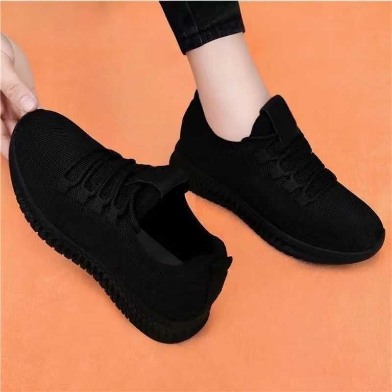 2024 Autumn Womens Breathable Anti Slip Platform Fashion New Casual Shoes Korean Running Shoes Black Sports Shoes Womens Sports Shoes Y241007