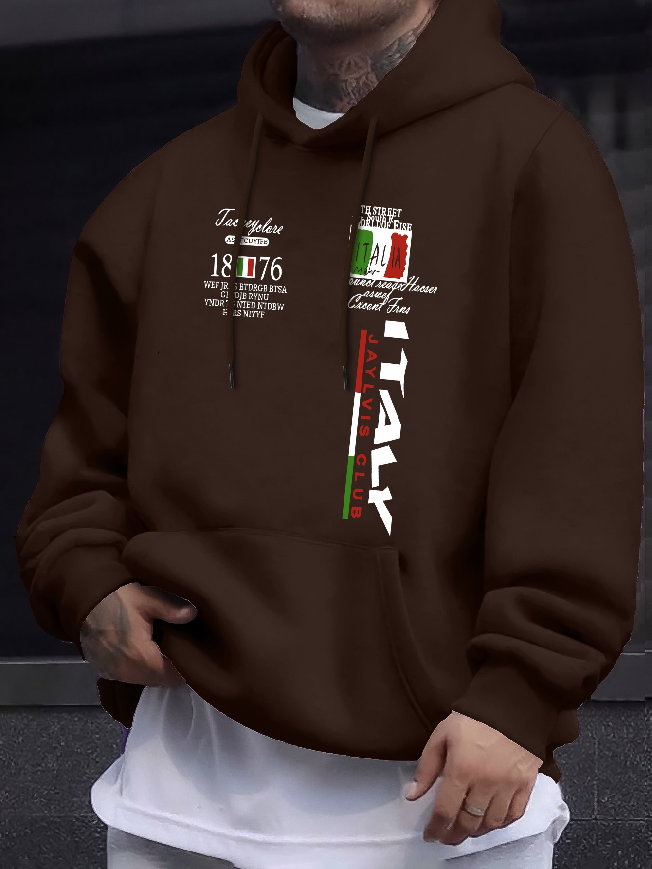 Men's Italy Theme Hoodie - Unique, Stylish, Casual, and Fashionable Long-sleeved Round Neck Sweatshirt with Kangaroo Pocket for Fall and Winter