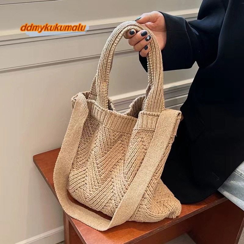 Knitting Women's Shoulder Bag Fashion Hollow Out Tote Ladies Female Woven Shopper Purse Lady Crossbody Handbag H6.27#23 ddmykukumalu