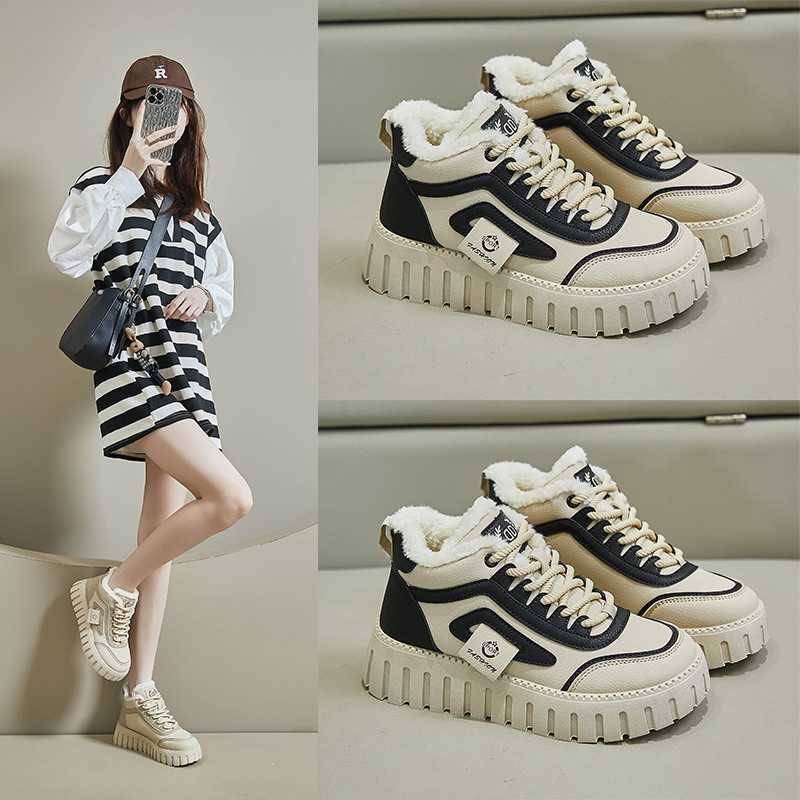 Top Little White Shoes Womens Student Warm Boots Lace Zapatos De Plataforma Para Mujer Womens Casual Sports Shoe Set Y241007