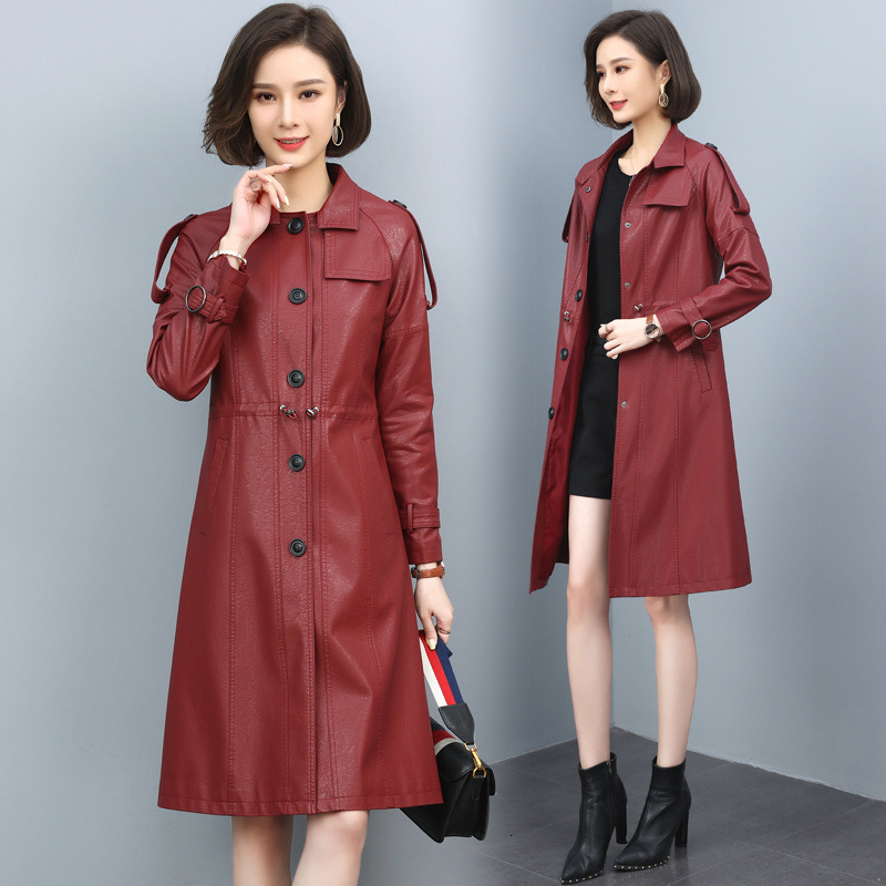 2023 Autumn Genuine Leather Jacket Real Sheepskin For Women New Outerwear Lapel Womens Trench Coat Long Sleeve