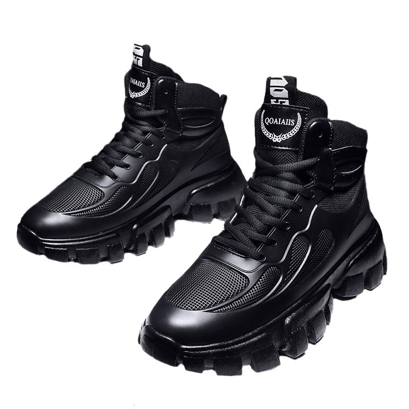 Men's Pure Black Dirt Resistant Sports Shoes Men's Four Season Through Mesh, Trendy And Breathable Zhongbang Dad Shoes