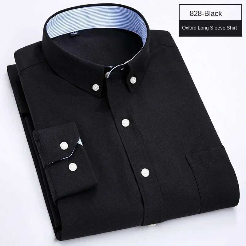 Hot solid color casual Oxford shirt mens fashion slim business long sleeved shirt wholesale streetwear mens shirt X2410071