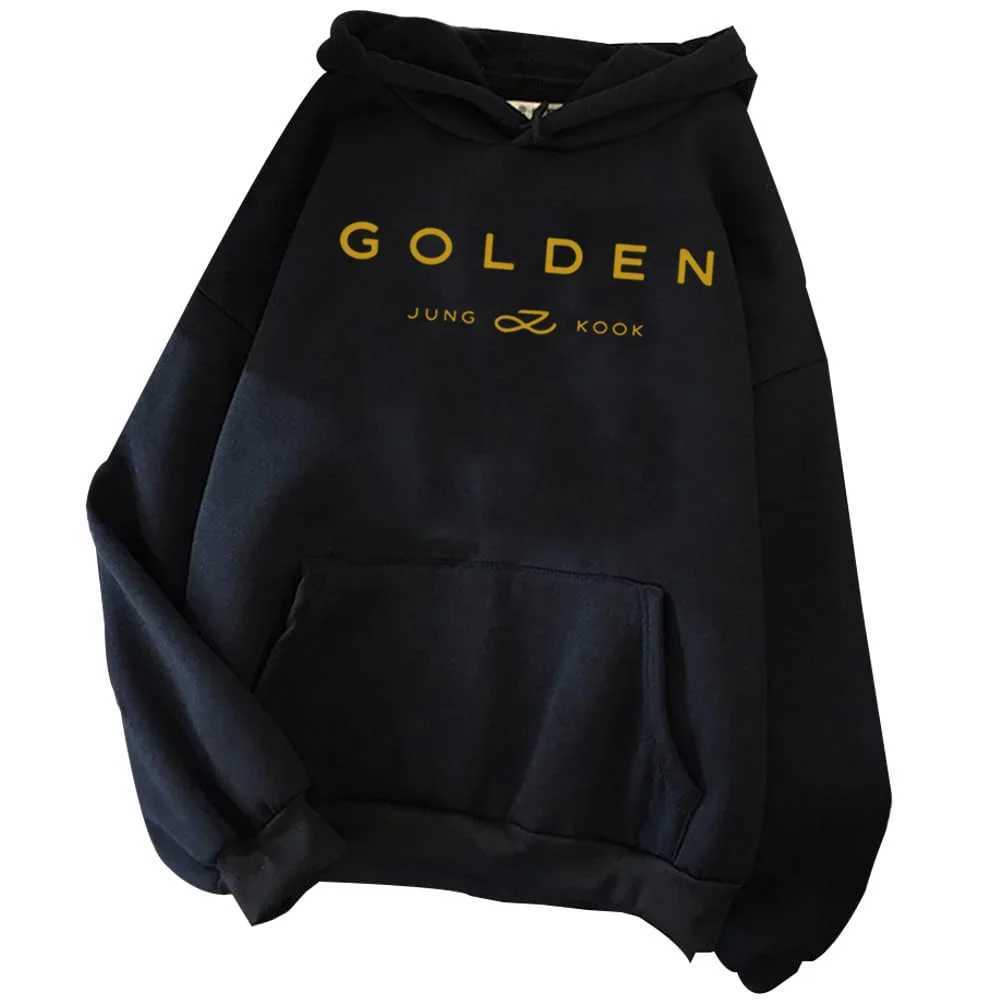 2024 Hot Hoodies Jungkook Kpop Hoodies Retro Sportswear Sudaderas Winter Warm Gold Album Merch Unisex Hoodies Men and Women X2412161