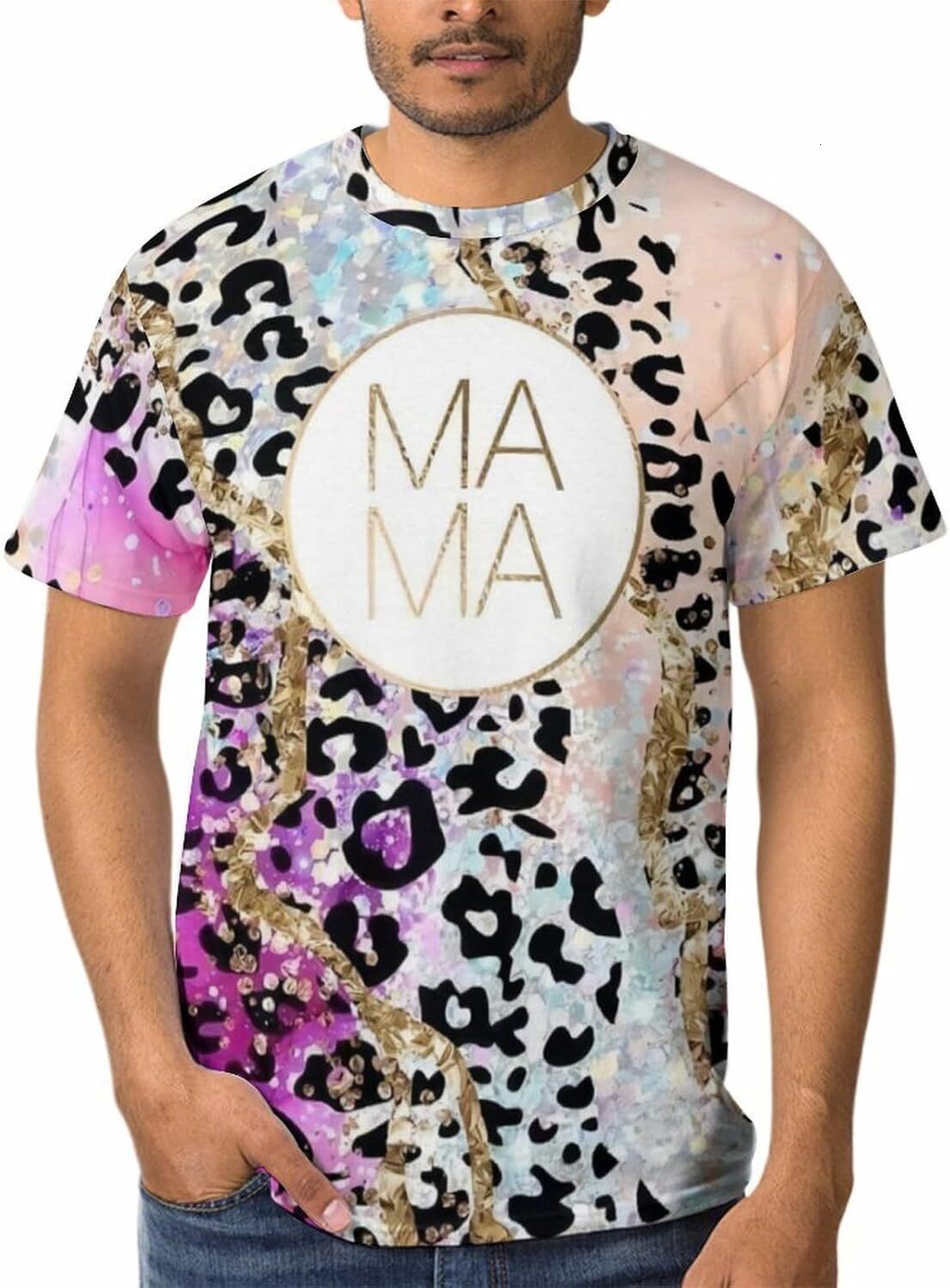 Mens T shirt Women's Novelty Leopard Print Mothers Day Mom Mama T Shirt Top Tee - Best Gift for Her graphic tee Casual tops summer clothes cool