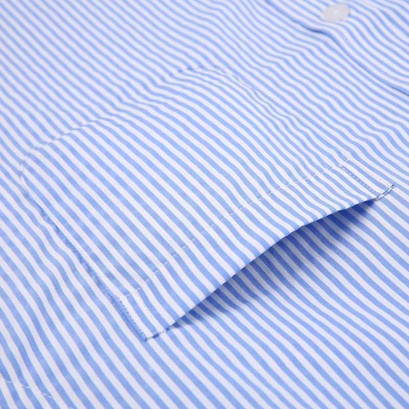 Mens Classic French Cuff Striped Dress with Single Patch Pocket Standard Fit Long Sleeve Wedding Dress (Including Cufflinks) X2410071