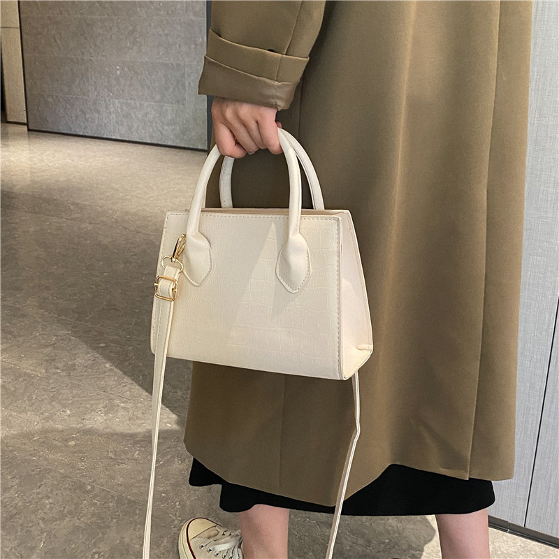 2024 Designers Bags Stone Pattern Handbag Women Fashion Pu Leather Black Crossbody Shoulder Bag