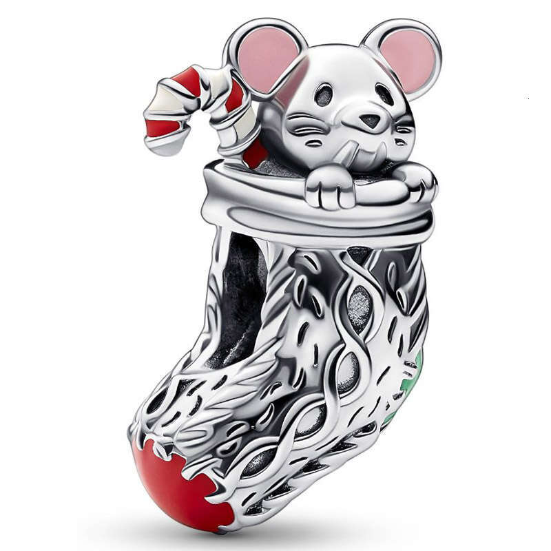 925 New Sterling Silver Herbarium Cluster Snowflake Star Car Gingerbread House Mouse Stocking Bead Charm Fit Bracelet Jewelry