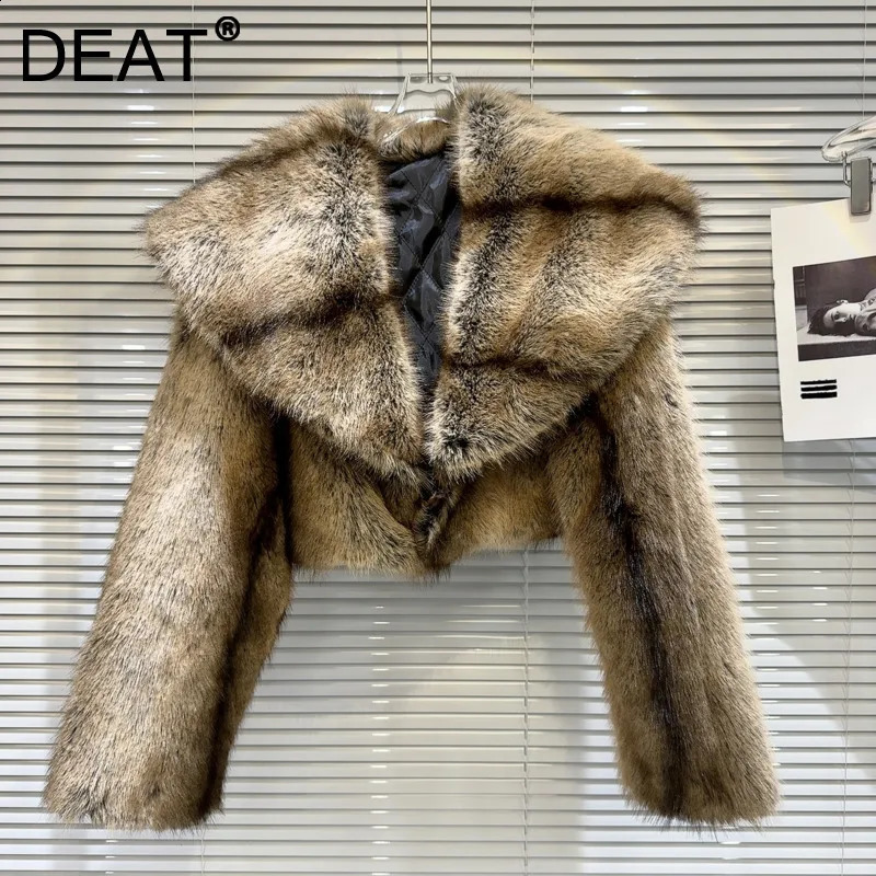 DEAT Winter Project Niche Fashion Womens Big Collar Fur n Quilted Coat Contrast Color Short Jacket Womens 11A0771 240923