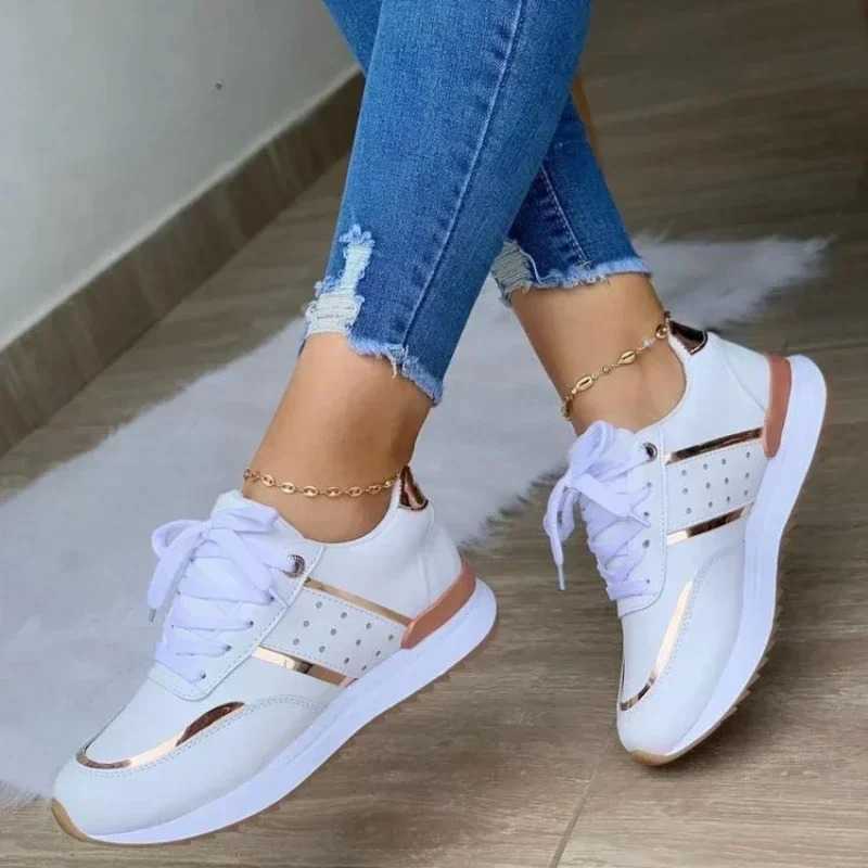 2024 Womens Mesh Sports Shoes Patch Work Lace Flat Shoes Womens Lightweight Womens Shoes Classic Edition Zapatillas De Mujer Y241007