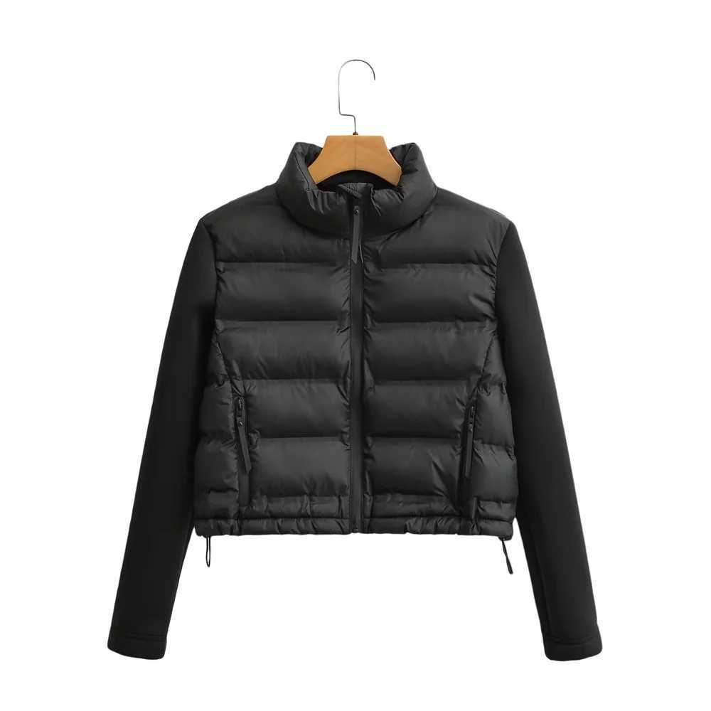 2024 autumn and winter new womens clothing European and American style fashionable versatile splicing short cotton jacketX241007
