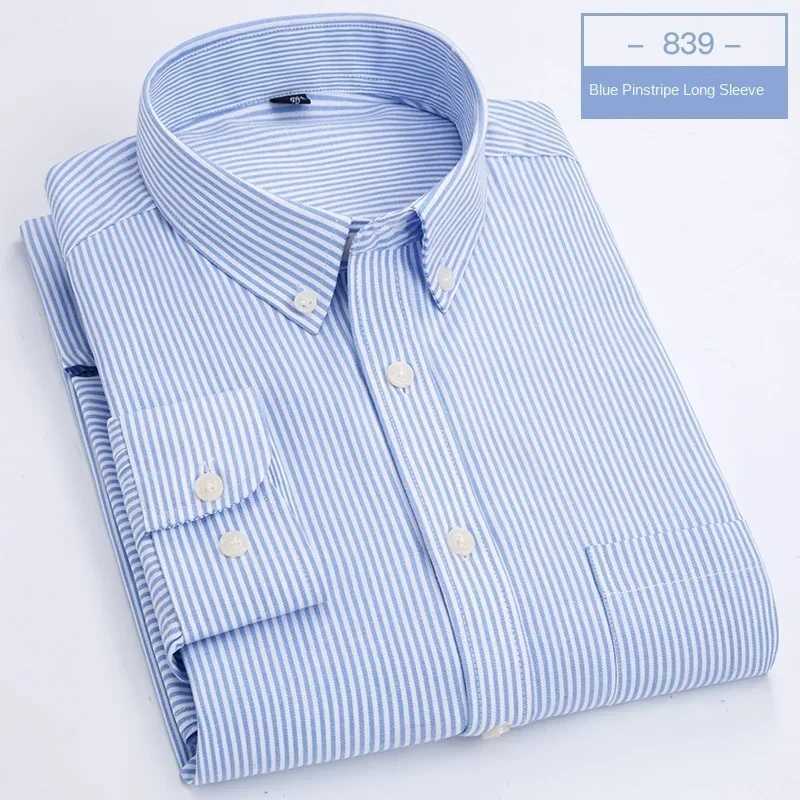 Hot solid color casual Oxford shirt mens fashion slim business long sleeved shirt wholesale streetwear mens shirt X2410071