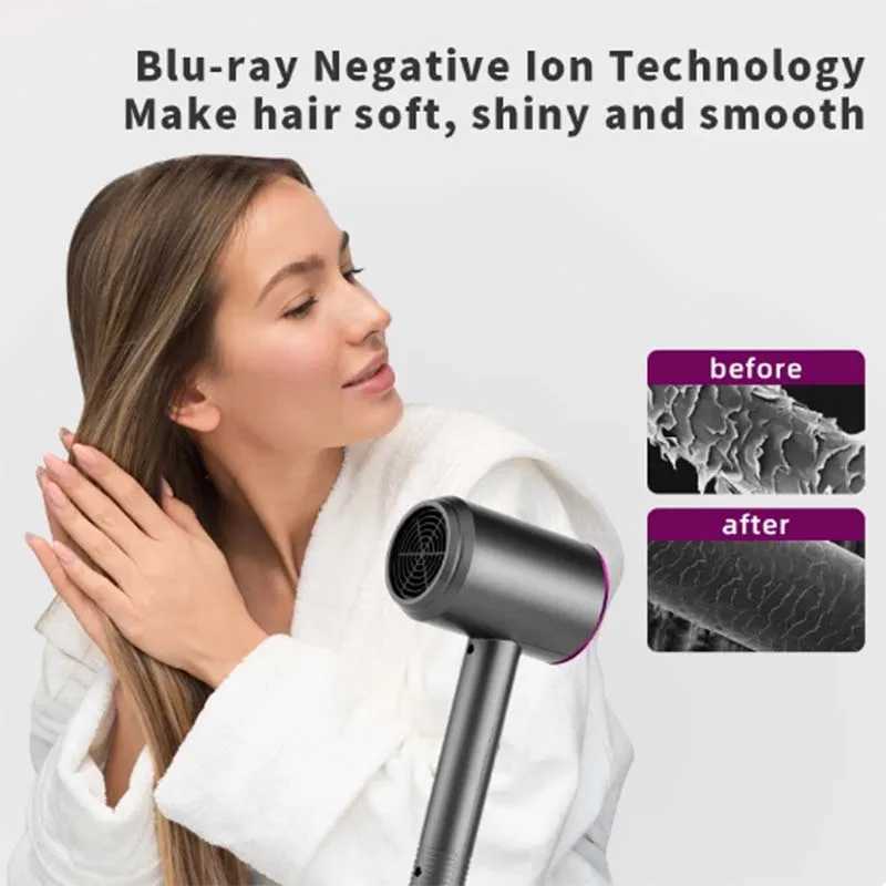 Hair Dryer Lightweight Blue Negative Ion Fast Dry Hair Small Low Noise Salon Household Electric Cold And Hot Hair DryersXJ241021