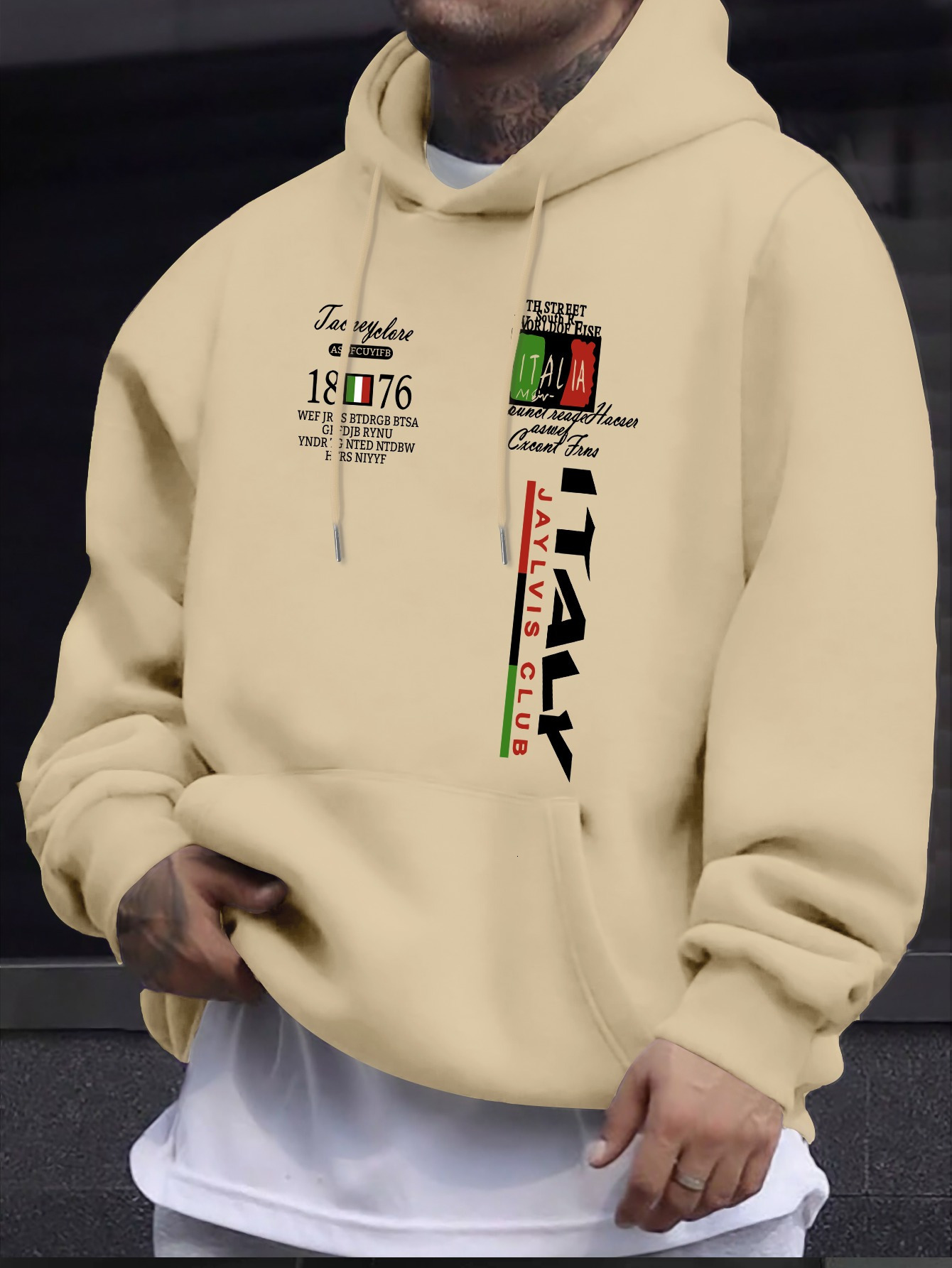 Men's Italy Theme Hoodie - Unique, Stylish, Casual, and Fashionable Long-sleeved Round Neck Sweatshirt with Kangaroo Pocket for Fall and Winter