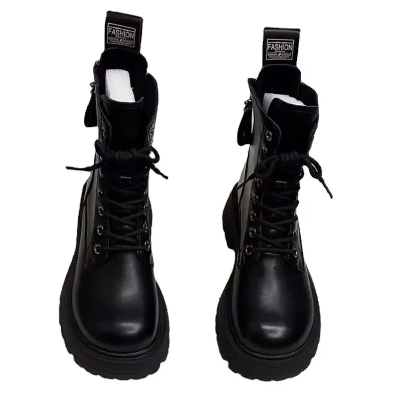 Designer SLX Winter British Style Womens Martin Black Retro Zipper Thick Bottom Joker High Quality Soft Leather Booties Platform Boot 688 241121